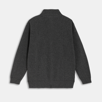 سترة برقبة عالية وسحاب باللون الرمادي الداكن للأولاد